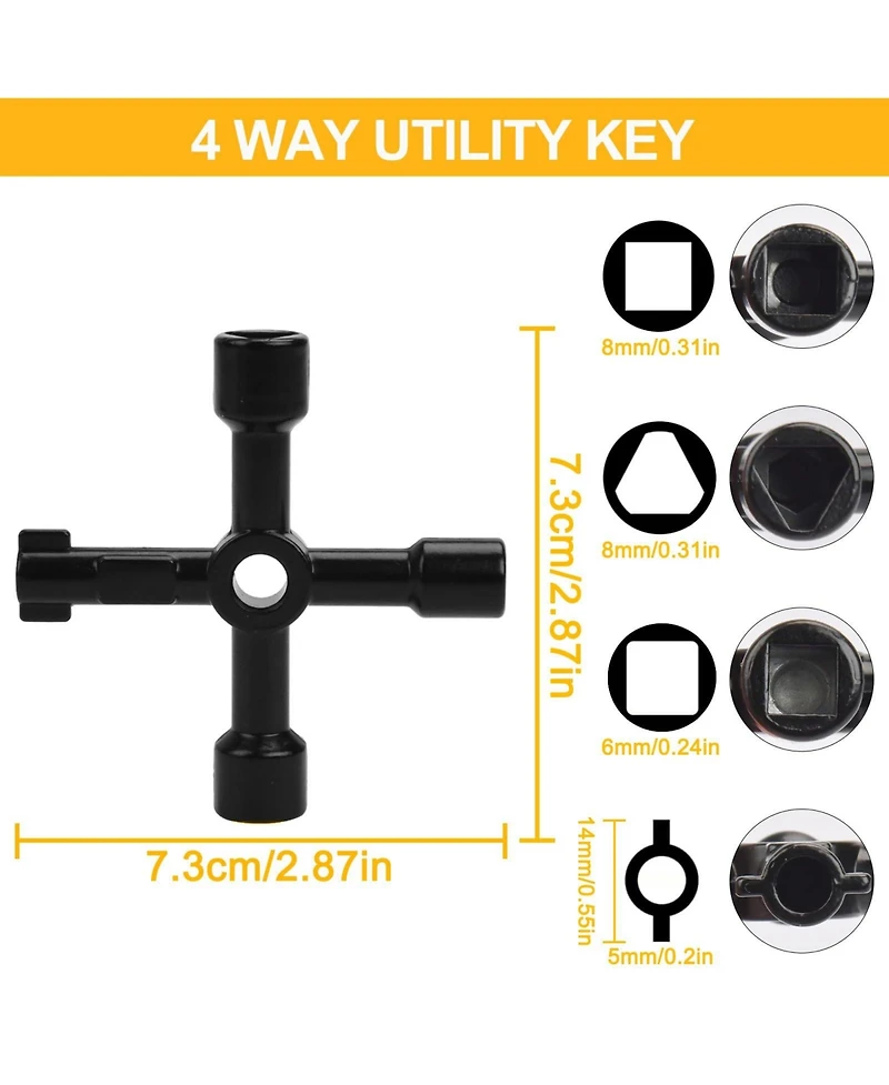 Xdovet Water Meter Key and 4-Way Utility Key T-Handle Valve Tool