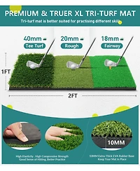 Aofar Golf Practice Net Tri-turf Mat Indoor Chipping Aid All-season 10x7feet