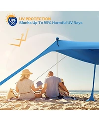 Aofar Beach Tent UPF50+ Sun Shelter Windproof 4 Poles Outdoor Camping Family 11x11 Feet