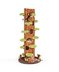 Sugift 90.5 in Tall Multifunctional Cat Tree With Private Condos and Top Perch for Indoor Cats