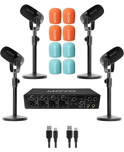 Movo UMX2 4-Channel Usb-c Podcast Bundle for macOS and Windows 10+