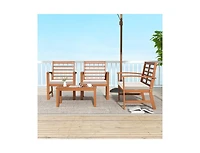 Boyel Living 4 Pieces Outdoor Furniture Set with Stable Acacia Wood Frame