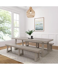 Plank+Beam 94" Classic Solid Wood Dining Table Set with 2 Benches