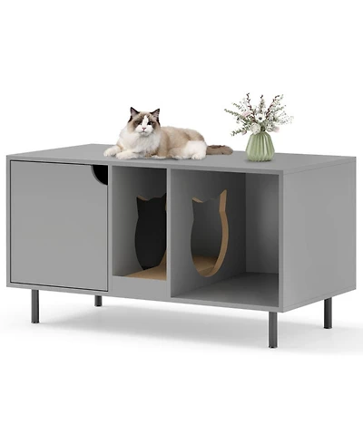 Sugift 40 in Cat Litter Box Enclosure for 2 Cats Hidden Cat Washroom