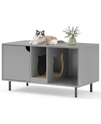 Sugift 40 in Cat Litter Box Enclosure for 2 Cats Hidden Cat Washroom