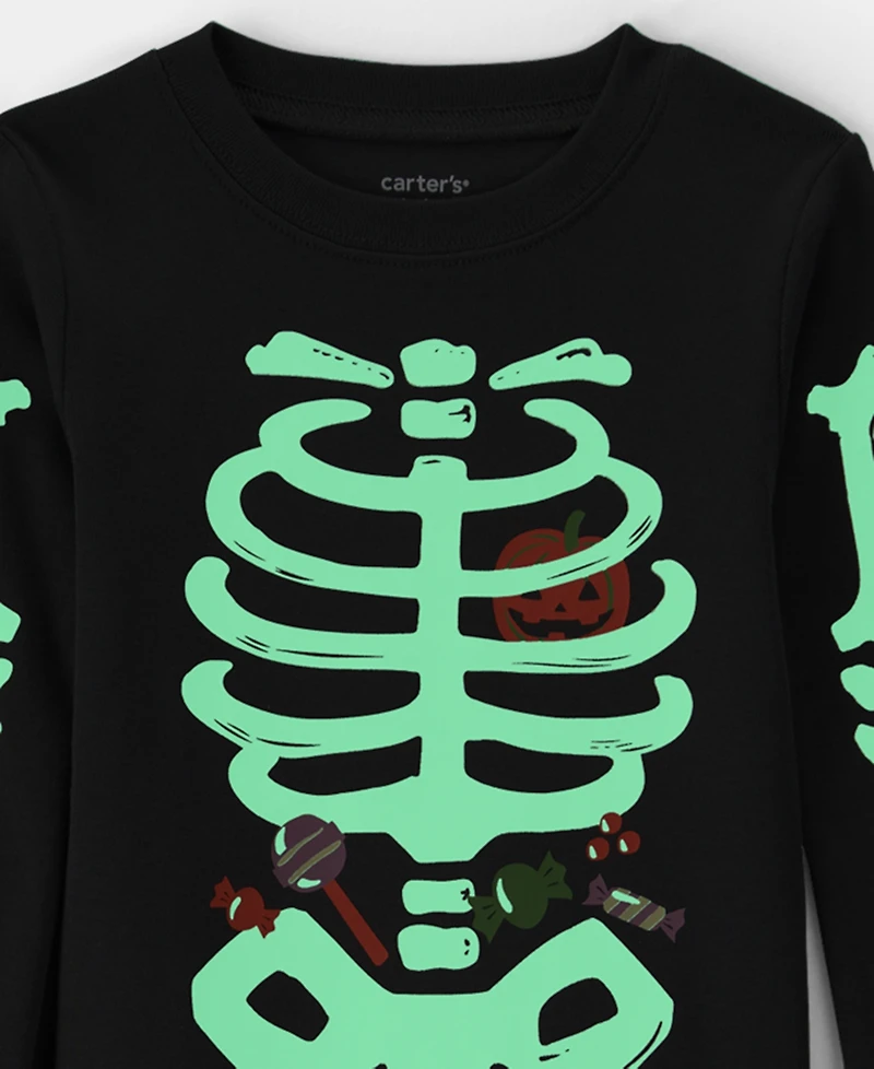 Carter's Baby Boys' and Girls' Halloween Glow the Dark Skeleton Cotton Snug-Fit Pajama, 2-Piece Set