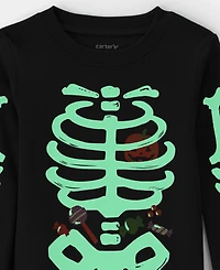 Carter's Baby Boys' and Girls' Halloween Glow the Dark Skeleton Cotton Snug-Fit Pajama, 2-Piece Set