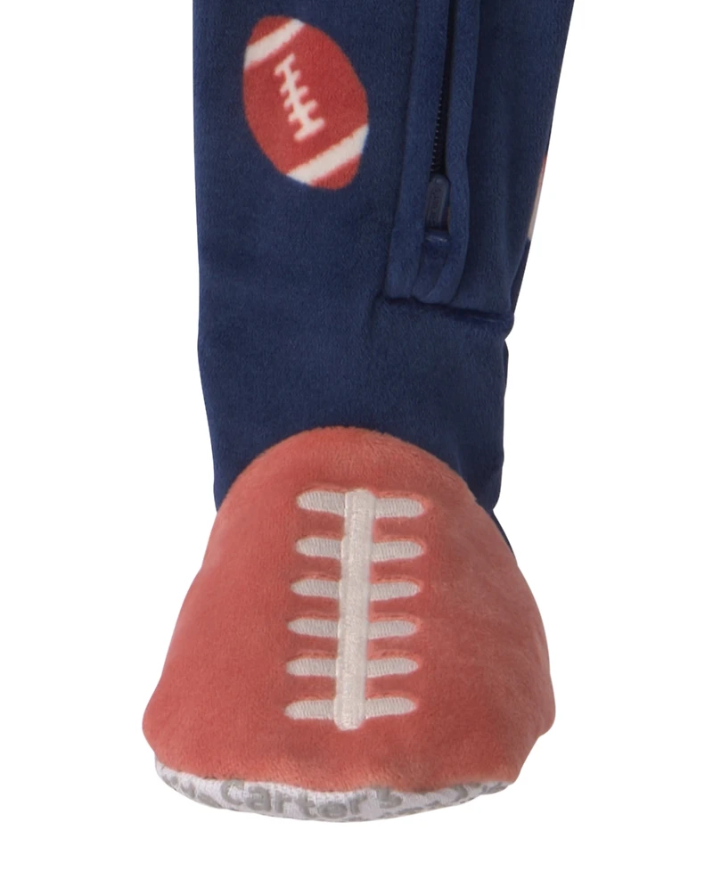 Carters Baby Boys' Football 2-Way Zip Dream Plush Snug-Fit Footed Pajama