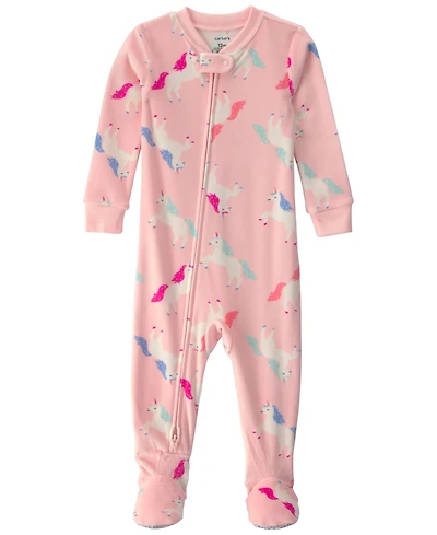 Carters Baby Girls' Unicorn 2-Way Zip Dream Plush Snug-Fit Footed Pajama