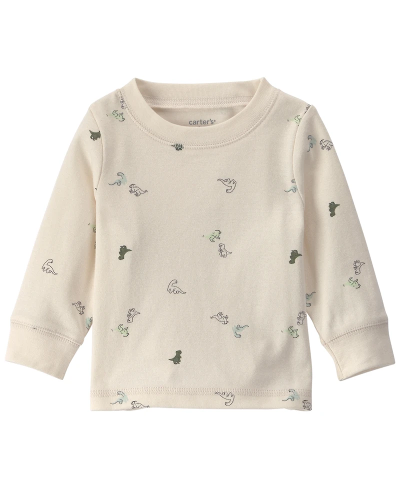 Carter's Baby Boys' Dinosaur Print Long-Sleeve T-Shirt and Overall, 2-Piece Set
