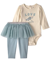 Carter's Baby Girls' Love My Home Team Graphic Long-Sleeve Bodysuit and Tulle Pants, 2-Piece Set