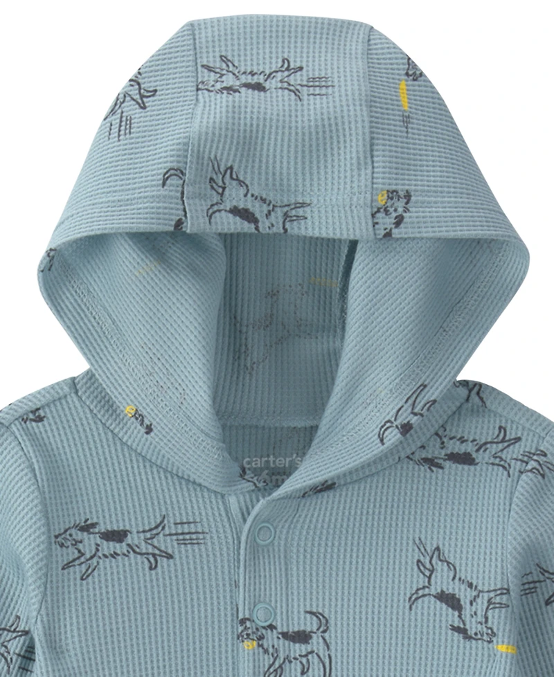 Carters Baby Boys' Dog Thermal Long-Sleeve Bodysuit and Pants, 2-Piece Set