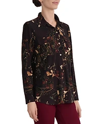 Jones New York Women's Long-Sleeve Floral-Print Collared Button-Front Shirt
