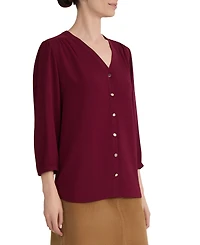 Jones New York Women's V-Neck Button-Front Blouse