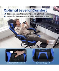 Sugift Height Adjustable Ergonomic Gaming Chair with Headrest Footrest and 90degree(s) to 135degree(s) Recline