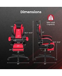 Sugift Ergonomic Video Game Chair with Headrest Reclining Backrest and Footrest