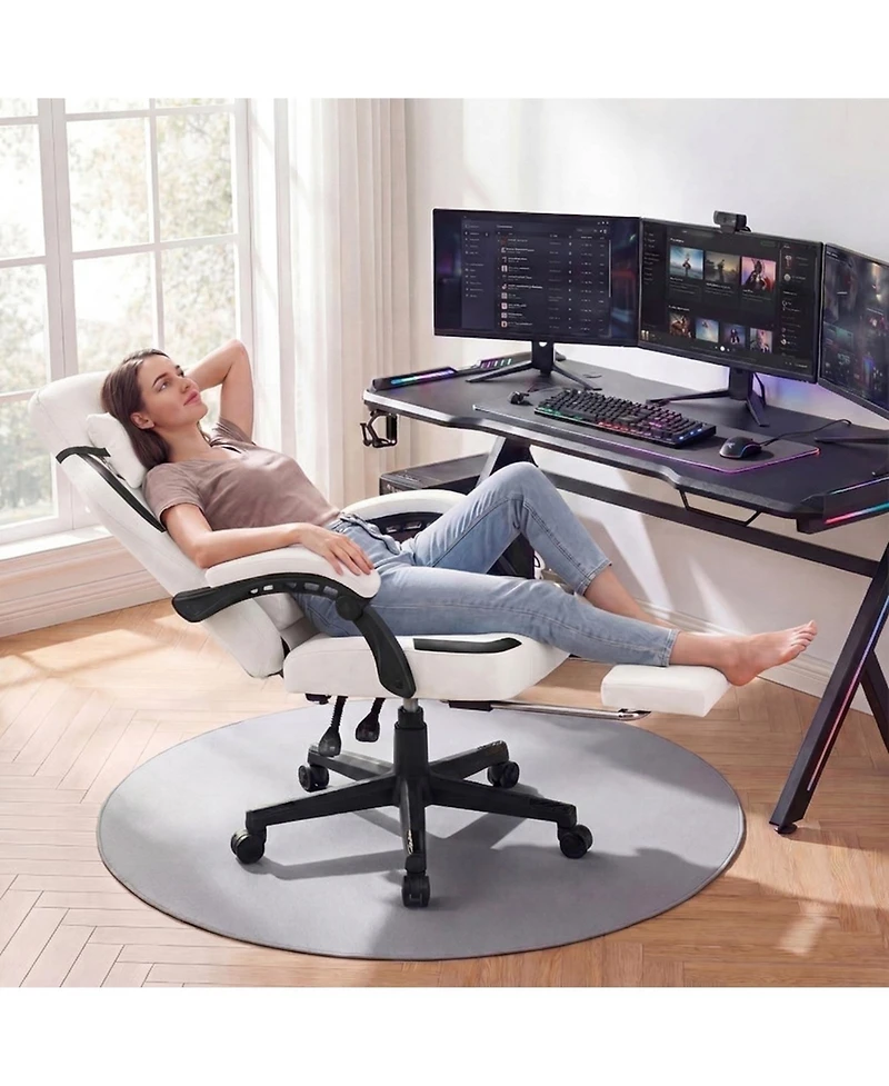 Sugift Ergonomic Video Game Chair with Headrest and Footrest for Home Office