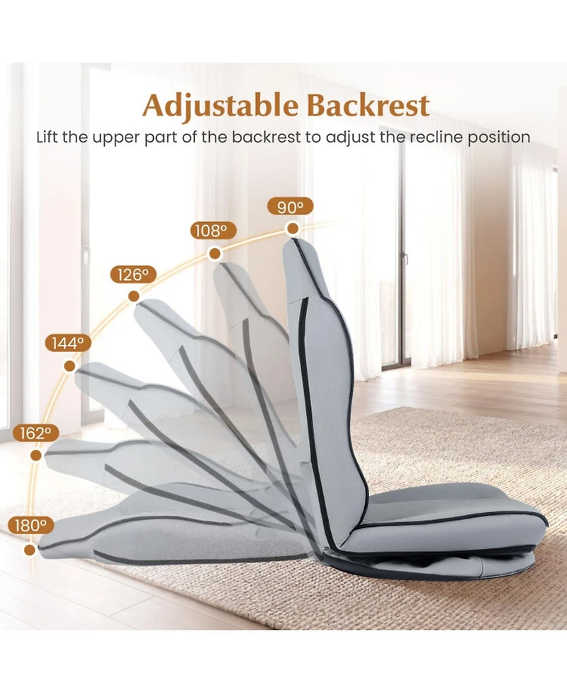 Sugift 360degree(s) Swivel Gaming Floor Chair with 5-Level Adjustable Backrest