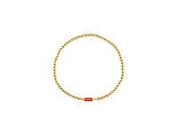 Rivka Friedman 18K Gold Plated Ruby Cz Polished Charm Stretch Bracelet