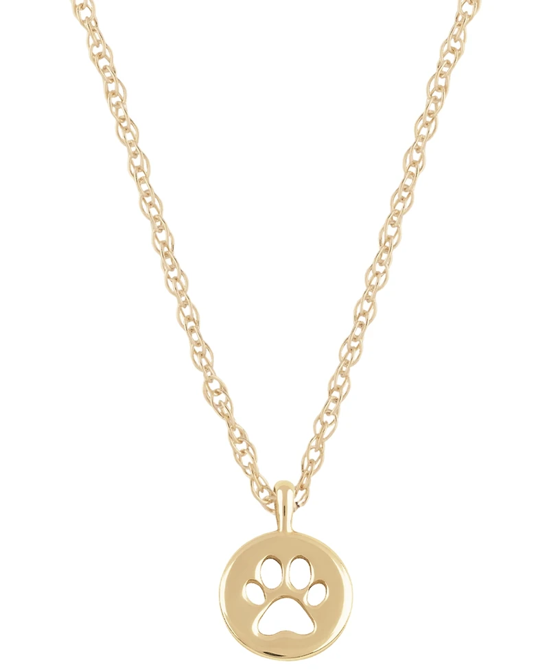 Macy's Small Dog Paw Necklace in 14k Yellow Gold