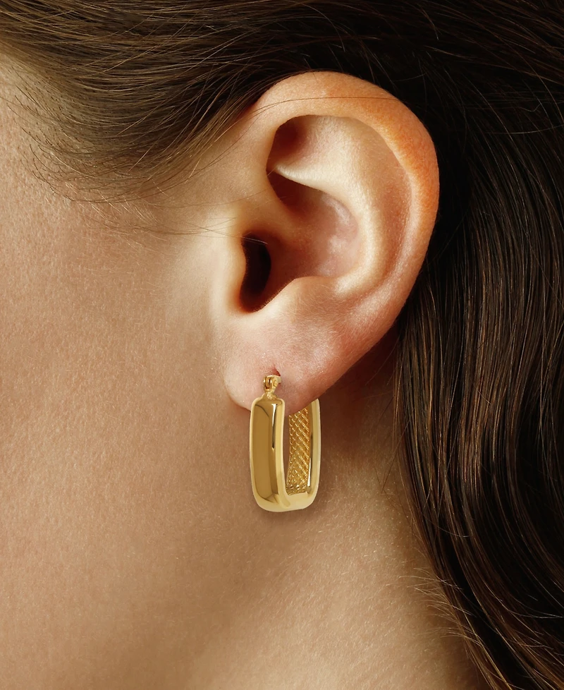 Macy's Sculptured Bold Rectangle Hoop Earrings in 14k Yellow Gold
