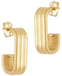 Macy's Sculptured Triple Tube Rectangle J Hoop Earrings in 14k Yellow Gold