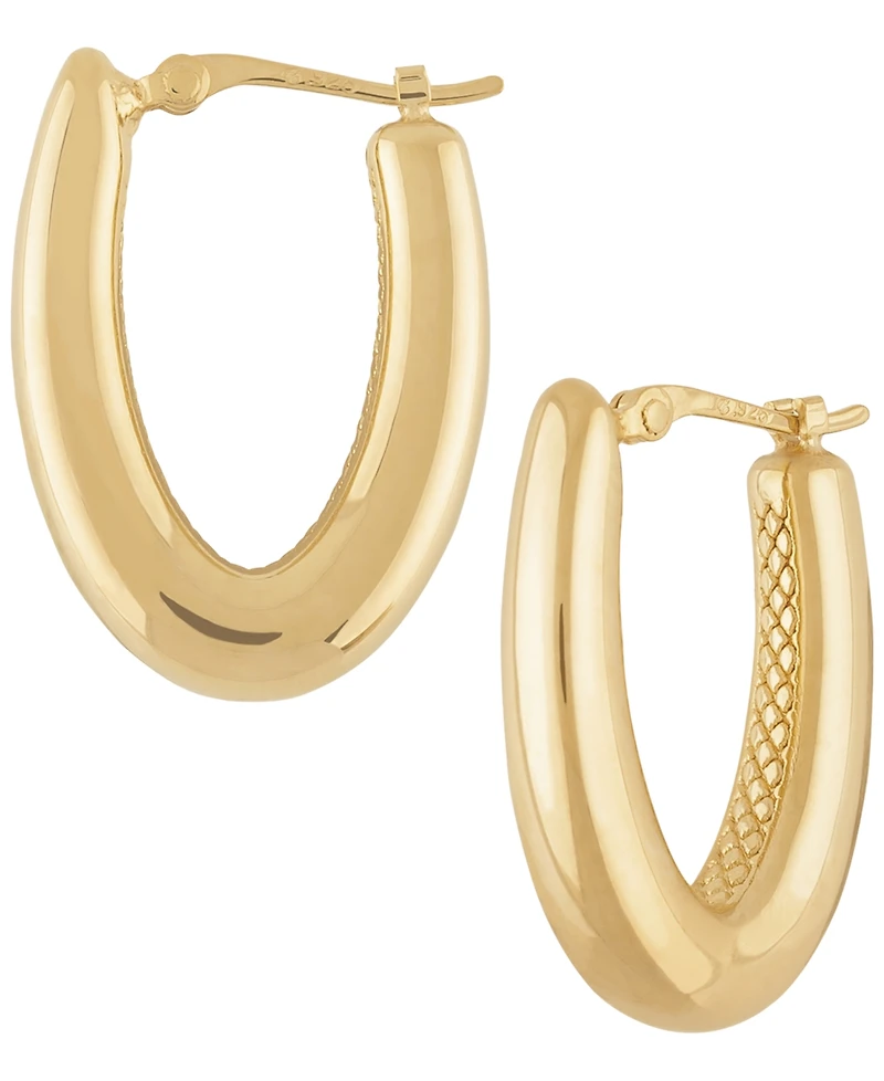 Macy's Sculptured Medium V-Shaped Hoop Earrings in 14k Yellow Gold
