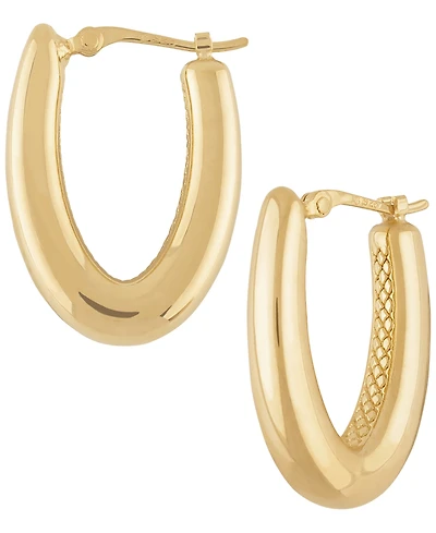Macy's Sculptured Medium V-Shaped Hoop Earrings in 14k Yellow Gold