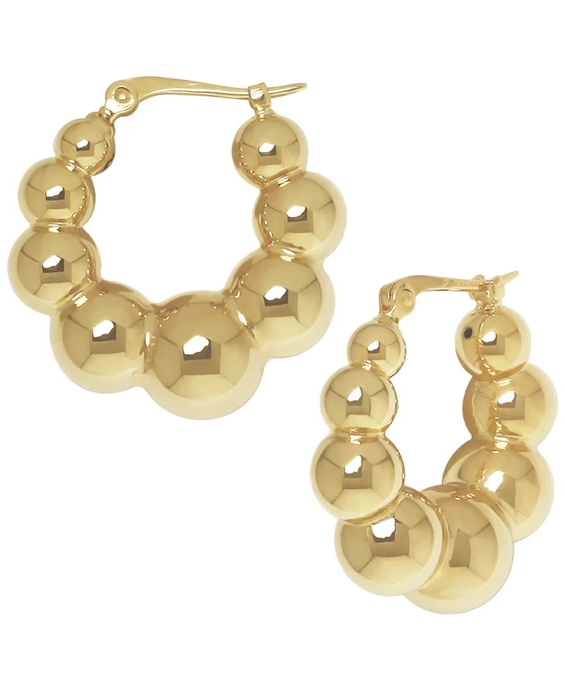 Macy's Sculptured Graduated Ball Hoop Earrings in 14k Yellow Gold