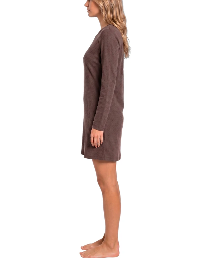 Roudelain Women's Brushed Pointelle Long-Sleeve Sleep Shirt