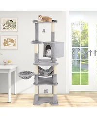 Sugift 69 in Multi-Level Cat Tree with Top Perch Cozy Condo and Hammock