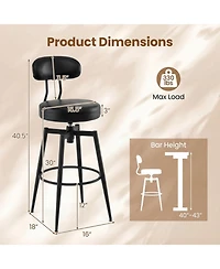 Sugift Set of 2 Swivel Barstools Faux Leather Upholstered Seat and Back