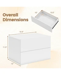 Sugift Wall Mounted Floating Nightstand with 2 Storage Drawers for Bedroom