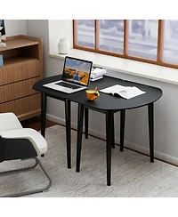 Sugift Extendable Oval Dining Table Set with 2 Half-Round Tables for 4-6 People