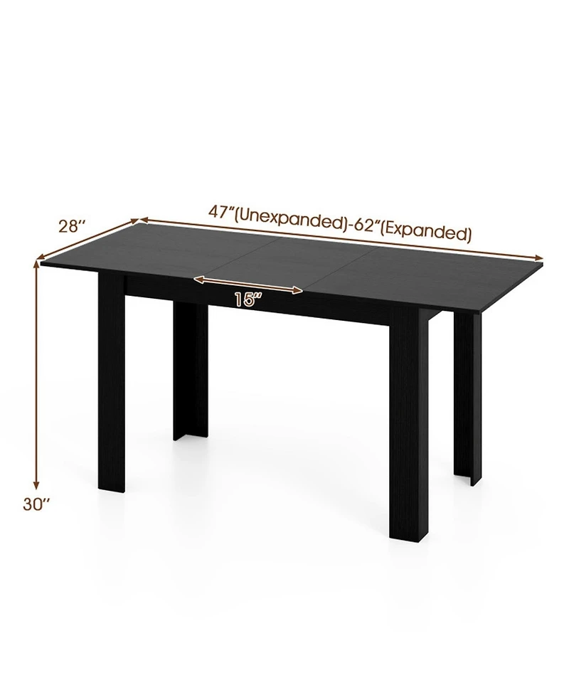 Sugift Extendable Rectangular Dining Table 47in-62in for 4-8 People Large Kitchen Table