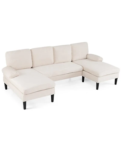 Sugift 101.5in x 49.5in x 28.5in U-Shaped Sectional Couch with Double Chaise for Living Room