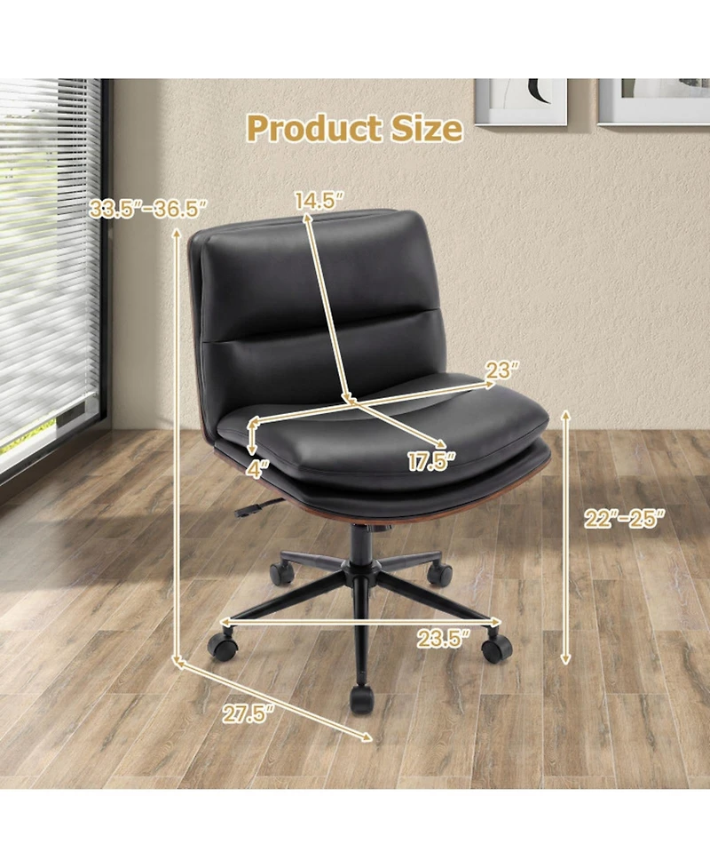 Sugift Armless Office Chair with Curved Backrest and Padded Wide 23in x 17.5 Inch Seat