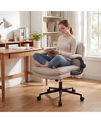 Sugift Criss Cross Chair on Wheels with Flip-up Arms and Adjustable Height