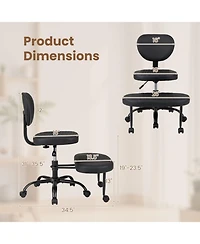 Sugift Ergonomic Cross Legged Office Chair with Height-Adjustable Seat and 360degree(s) Rotatable Footrest