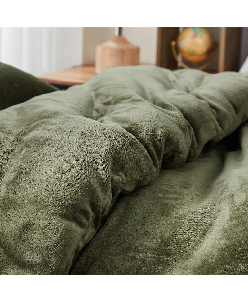 Thicker Than Thick - Coma Inducer Comforter Set - Standard Plush Filling - Winter Moss , King