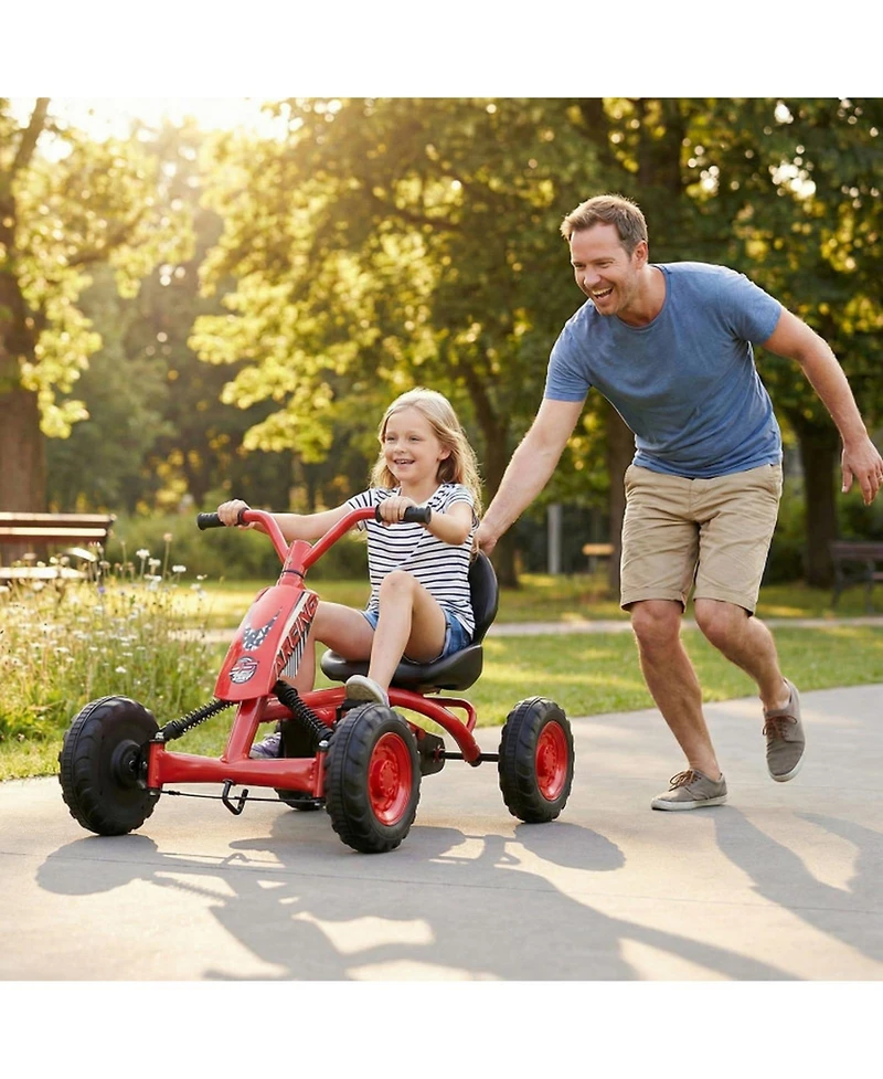 Sugift Kids 4-Wheel Go Kart with Adjustable Seat and Steering Handlebars, Supports up to 66 lbs, Ages 3+