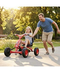 Sugift Kids 4-Wheel Go Kart with Adjustable Seat and Steering Handlebars, Supports up to 66 lbs, Ages 3+