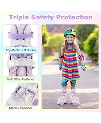 Hongge Adjustable Quad Roller Skates, Sizes 5.5-8, Light-Up Wheels, Ages 8-13