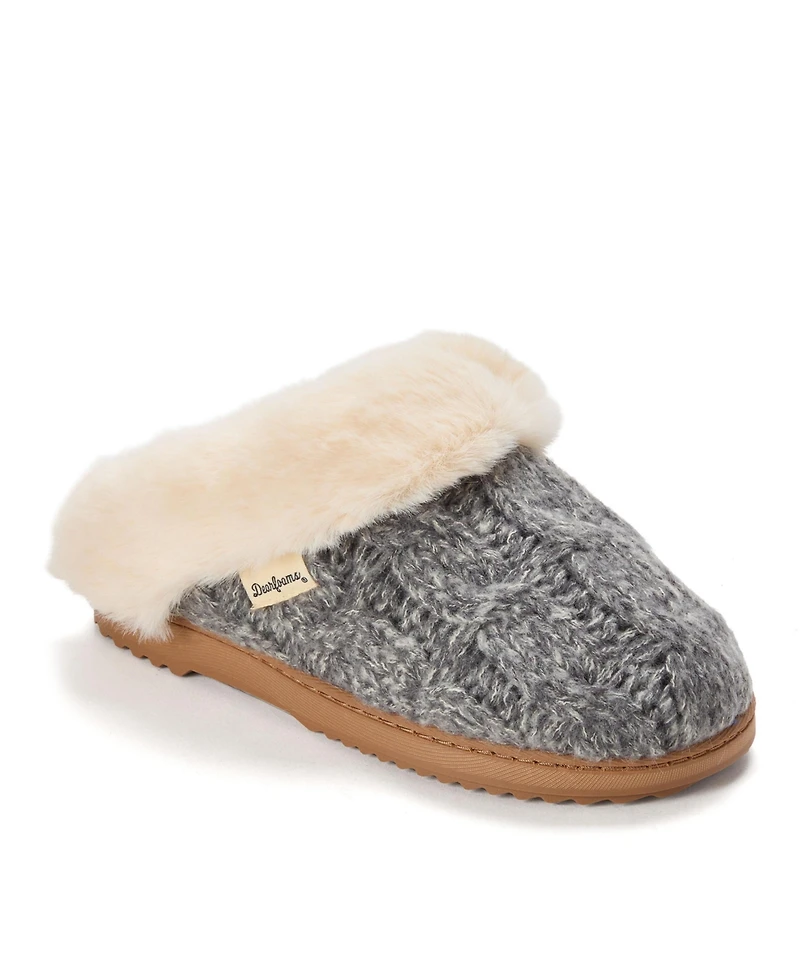 Dearfoams Women's Nicki Knit Scuff Cable Slippers