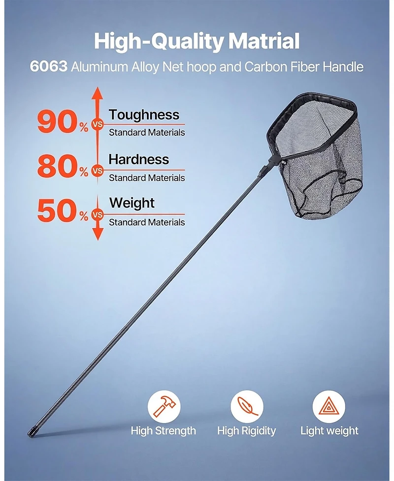 Hongge Telescopic Carbon Fiber Foldable Fishing Landing Net