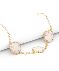 Rivka Friedman 18K Gold Plated Mother of Pearl Flower Station Necklace
