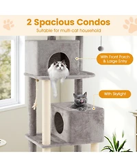 Sugift 84 in Large Cat Tree with 2 Condos and 2 Soft Plush Perches for Indoor Cats