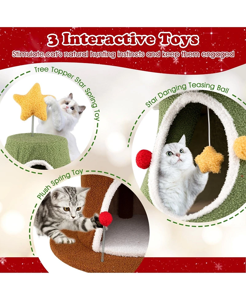 Sugift 61 Inch Christmas Cat Tree with 4 Condos for Indoor Cats Cute Cat Tower