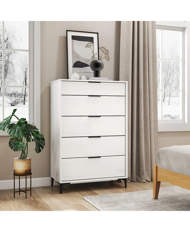 Sugift 5-Drawer Dresser with Interlock System for Bedroom Living Room