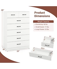 Sugift 7-Drawer Tall Dresser with Metal Handles and 2 Anti-Tipping Kits